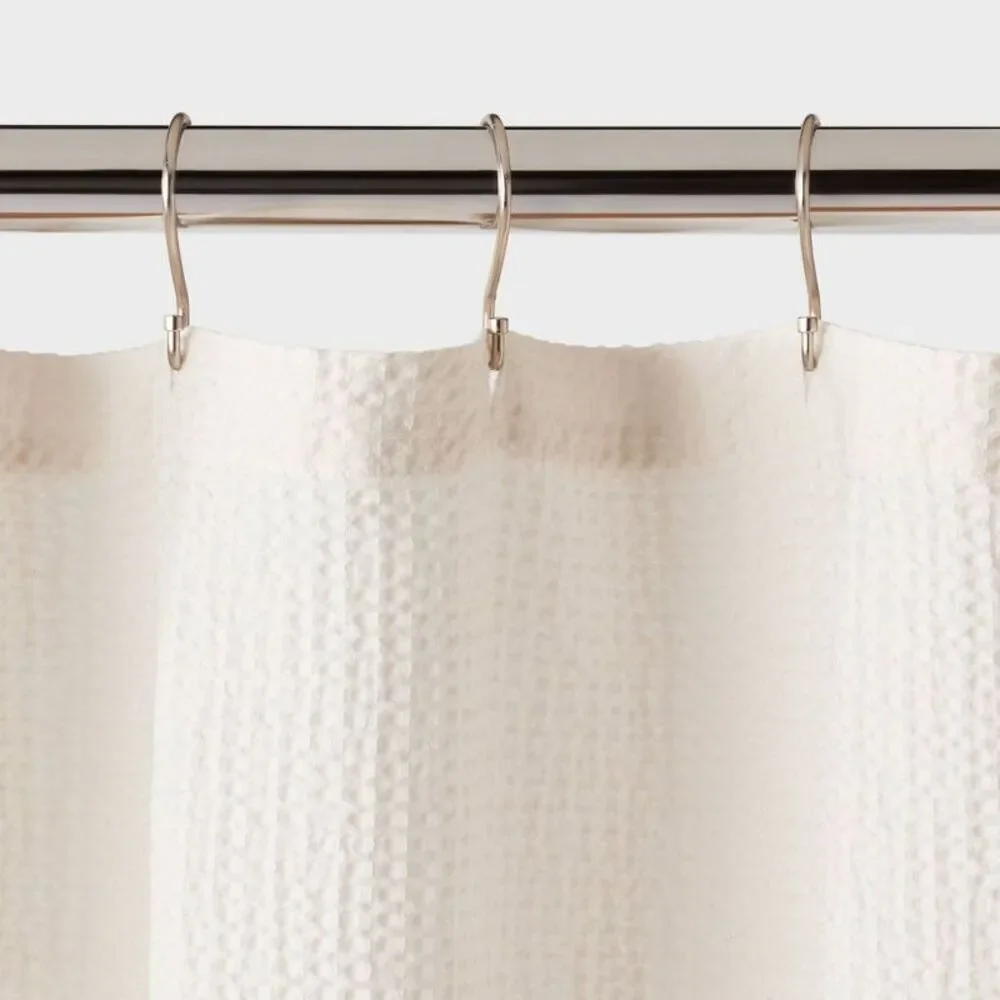 Oversized Relaxed Waffle Weave Shower Curtain Ivory - Threshold